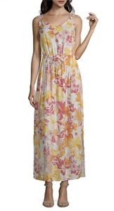 Floral Summer Long Maxi Dress Women’s ANA Yellow Sz Small CUTE NEW SALE 61+% OFF - Picture 1 of 19
