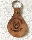 Vintage Keychain LAND OF LITTLE HORSES Sued Leather Fob Key Ring GETTYSBURG, PA