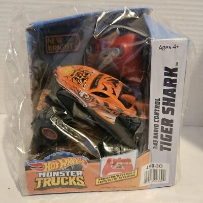 Hot Wheels Monster Trucks 1:43 Radio Control Tiger Shark Orange New Bright New - Image 1 of 4