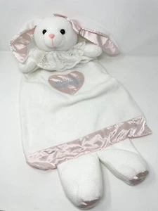 Dakin My Night Night Bunny Security Blanket Lovey White Pink Satin Lace Collar - Picture 1 of 21