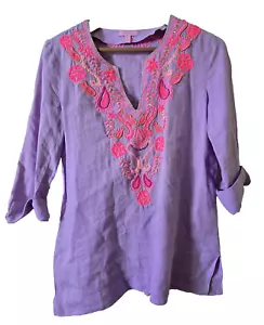 Lilly Pulitzer Damen Flieder Pailletten Langarm Leinen Amelia Island Tunika XS - Bild 1 von 6