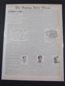 VINTAGE NEWSPAPER HEADLINE ~ H.H. HOLMES AMERICA's 1st MASS SERIAL MURDERER 1896 - Picture 1 of 8