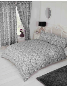 JUEGO FUNDA NÓRDICA SUPERKING SIZE TELA EASYCARE ANNETTE FLORAL NEGRO BLANCO DAMASCO - Imagen 1 de 4