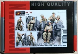 hobby fan 1/35 U.S. M16 MGMC Anti-aircraft Gun Crew 4 figures resin - Picture 1 of 2
