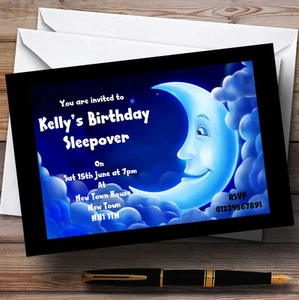 Moon Slumber Sleepover Pyjama Personalised Party Invitations - Picture 1 of 1