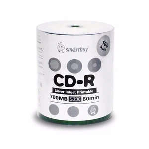 Disco imprimible en blanco grabable en blanco con cubo de inyección de tinta plateado Smartbuy CD-R 52X 700 MB/80 min - Imagen 1 de 17