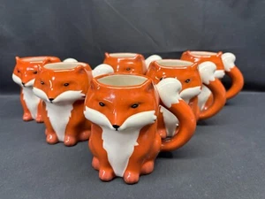 6er Set ~ Threshold Steinzeug "FUCHS" 3D ~ Steinzeug Becher ~ 4 1/4" hoch ~ 11 Unzen - Bild 1 von 12