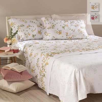 Completo lenzuola in flanella Roseto di Caleffi - dimensioni varie X175 - Immagine 1 di 3