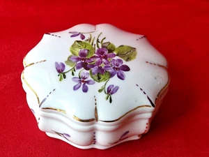 Antike Deckel Dose Bonboniere   Porcelaine de Limoges Gold  Rand Gold Verzierung - Bild 1 von 8