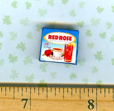 Dollhouse Miniature Size Tea Box Red Rose