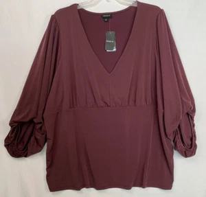 Torrid Womens Top Sassafras Knit V Neck Quarter Sleeve Size 4X Purple Babydoll - Picture 1 of 11