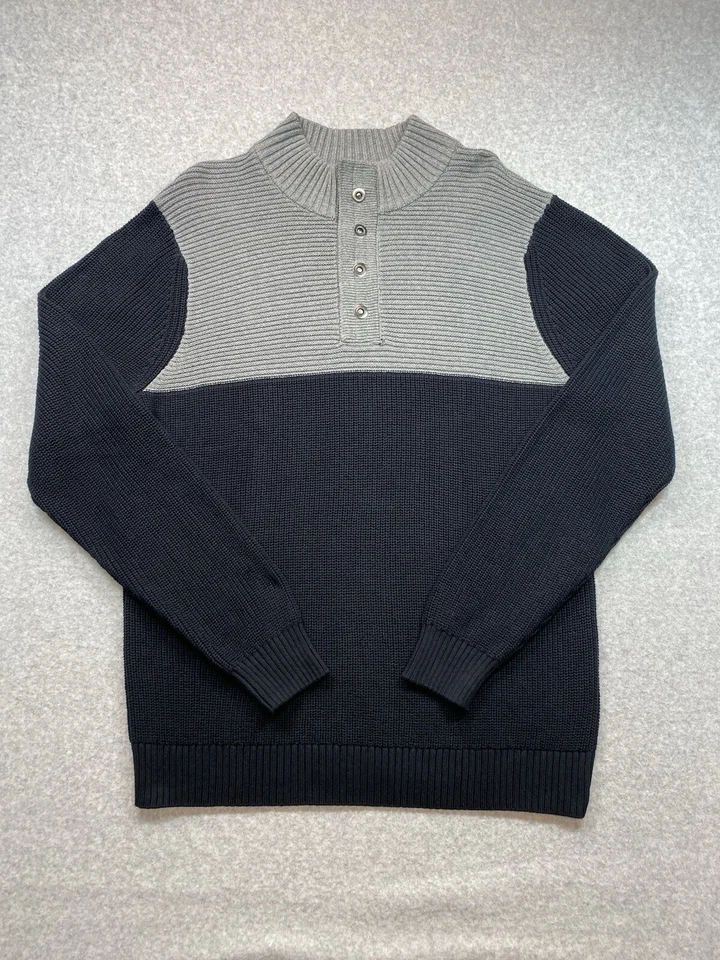 Suéter INC Para Hombres XXL 2XL Negro Bloque de Color Botón a Presión Pullover Informal Gorpcore Foto 1 de 4