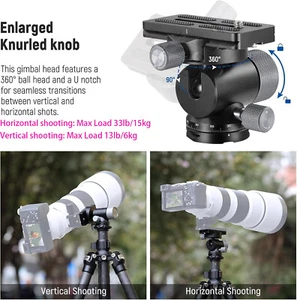 720° Monopod Gimbal Head Tilt Head for Tripod Monopod Telephoto Lens 8.8lb/4kg - Picture 1 of 13