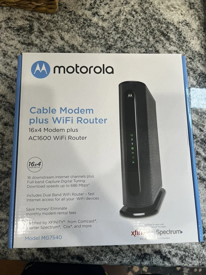 Motorola MG7540 16x4 Cable Modem Plus AC1600 WiFi Router - Image 1 of 1