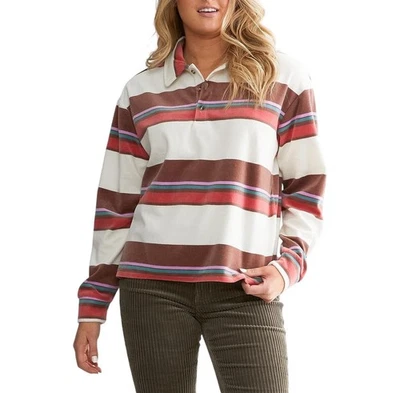 Велюровая рубашка-поло O'NEILL Hobbs размер L разноцветная полоса с длинным рукавом хлопковая смесь - Изображение 1 из 4