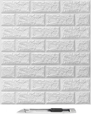 Art3d 10Pcs 3D Brick Wallpaper in White, Faux Foam Wall 10-Pack, White  - Image 1 of 4