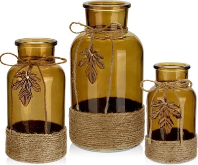 3x Vasen für Blumen Geformt Flasche Apotheke Vintage Tisch- Glas Dunkelheit - Bild 1 von 4