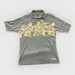 Tommy Bahama Hawaiian Polo Shirt Men's Large Green Pineapple Print Floral Silk - Picture 1 of 11