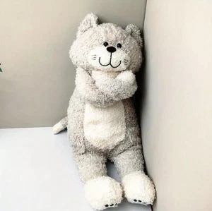 Süsse Plüschkatze 40 cm – Flauschiger Kuschelfreund Grau mit kl.Taschen - Bild 1 von 3