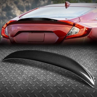 FOR 16-21 HONDA CIVIC SEDAN CARBON FIBER P-TYPE REAR TRUNK LID SPOILER WING - Image 1 of 4
