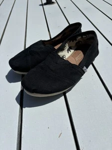 Toms Womens Alpargata Canvas Slip-On Black Size 6 - Picture 1 of 6