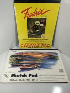Fredrix Real Canvas New Sealed  Creative Art Lot of 2 Studio Media Sketch Pads  - Picture 1 of 4