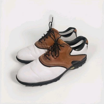 Footjoy Men's 13 Contour Series White/Brown Waterproof Saddle Golf Shoes FJ54024 - Image 1 of 4
