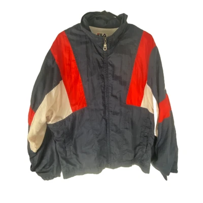 Vintage Fila Windbreaker Jacket Mens L Multicolor Nylon Lined Mock Neck Full Zip - Image 1 of 4