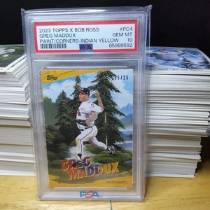 2023 Topps Bob Ross GREG MADDUX Painting the Corners Indian Yellow /25 PSA 10 - Bild 1 von 2