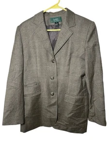 Lauren By Ralph Lauren Wool Tan/Brown Plaid Blazer Jacket Women's 14 Green Label - Picture 1 of 13
