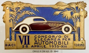 RACI TORINO VII° CONCORSO DI ELEGANZA PER AUTOMOBILI A.XIII° 1935 PLACCA AUTO - Picture 1 of 6