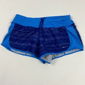Nike Shorts Damen mittelblau Dri-FIT Laufen gefüttert Kordelzug Tasche wellig - Bild 1 von 10