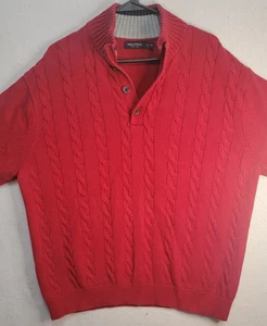 Vintage Nautica 1/4 Button Up Zopfmuster Pullover Rot 2XL - Bild 1 von 6