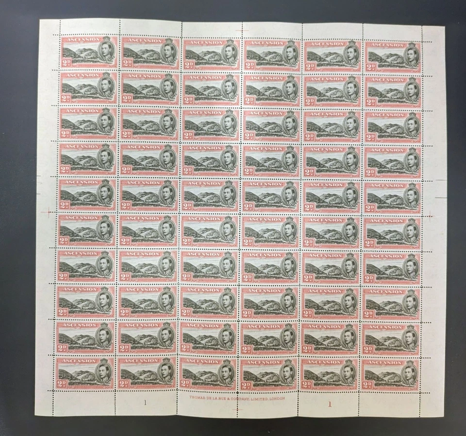 ASCENSION 1938-53 KGVI DEFIN 2D COMPLETE SHEET WITH MOUNTAINEER VARIETY VFUM - Image 1 of 1