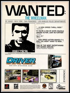 1999 Driver You Are The Wheelman PlayStation GT Interactive Full Page Print Ad - Picture 1 of 4