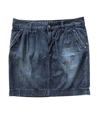 ESPRIT Mini Denim Jean Skirt Sz 29 Flap Pockets Embroidered Logo Y2K 2000’s Blue - Image 1 of 4