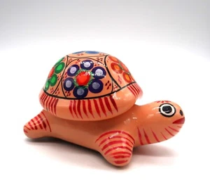 Vintage roter Ton stilisierte Schildkröte Deckel Schmuck Box Made in Mexico - Bild 1 von 11
