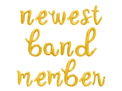 NEWEST BAND MEMBER Cursive Letter Balloon Banner - Rock N Roll Baby Shower Decor - Image 1 of 4