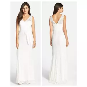 ADRIANNA PAPELL Sleeveless Lace Overlay Illusion Gown Size US/14 - Picture 1 of 8