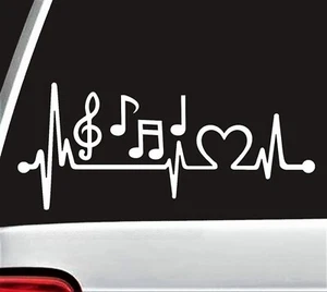 Musik Noten Herzschlag Aufkleber Sticker Marching Band Gitarre Bass Violinschlüssel K1096 - Bild 1 von 3