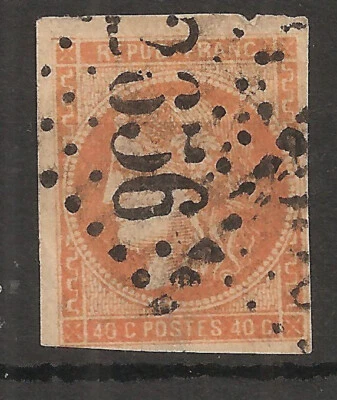 48 (1870) Cérès 40c Orange Emission Bordeaux Oblitéré GC 2656 Nice (cote 130e) - Photo 1/2