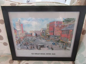 1972 Surrey Reproductions Old Scollay Square, Boston, Mass Framed Art Rendering - Picture 1 of 5
