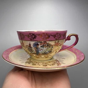Taza de café vintage de porcelana dorada hecha taza de bebida platillo alemán años 60 marcado - Imagen 1 de 8