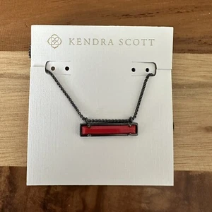 Kendra Scott Leanor Gunmetal Bright Red Necklace - Picture 1 of 6