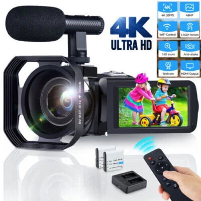 4K 48MP Videokamera Camcorder LED Fülllicht 3 Zoll 16X Digital DV Zoom Recorder - Bild 1 von 4