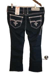 NWT Rock Revival Size 31 Womens Jeans Amanda Easy Boot Embellished MSRP $169 - Picture 1 of 12