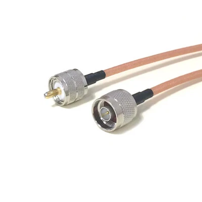 N type male to UHF male PL259 RF pigtail cable RG142 50cm 20" wireless adapter - Image 1 of 4