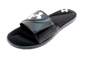 New UNDER ARMOUR Size 14 Ignite VI Black/White Logo Adjustable Men Slide Sandals - Picture 1 of 5