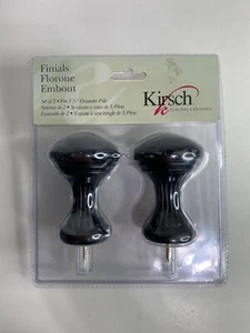 Kirsch Finials 2pc Set Modern Contemporary Decor, Black Metal for Curtain Rod - Picture 1 of 2