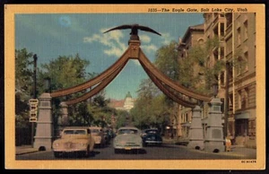 Eagle Gate Salt Lake City Utah unposted Vintage Linen Postcard ut10 - Picture 1 of 2